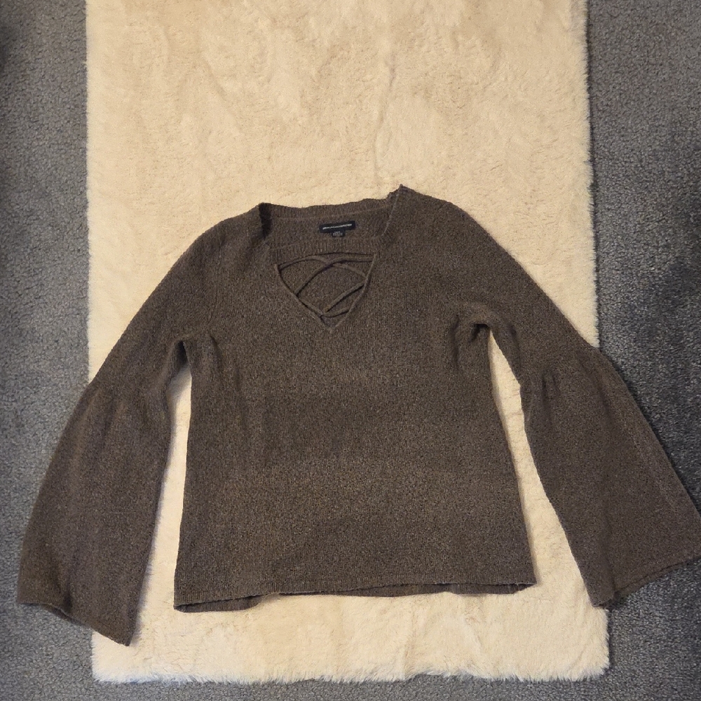 American Eagle Outfitters Brown V-Neck Sweater